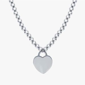 925 Sterling Silver Beaded Necklace with Heart Tag